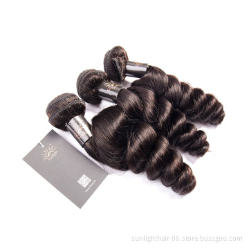 Peruvian Loose Wave Bundles With Frontal Human Hair Bundles With Closure Sunlight Remy Human Hair With Ear to Ear Lace Closure